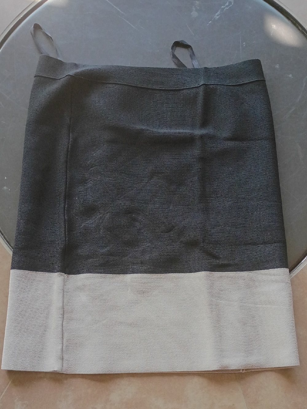 BCBGMaxAzria Black and Light Gray Colorblock Pencil Skirt